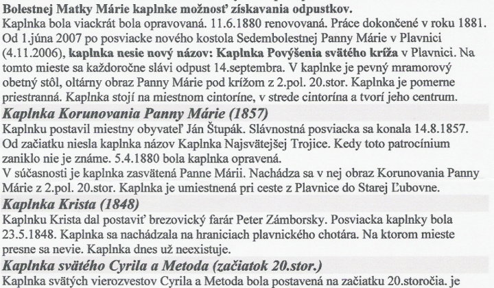 1. fotografia fotogalérie Cirkev / Kaplnky v obci Plavnica - foto