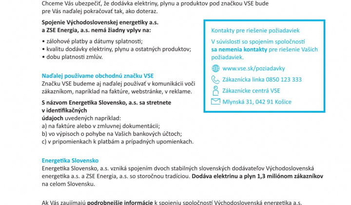 1. fotografia fotogalérie Aktuality / Informačný list v súvislosti so spojením VSE a ZSE Energia - foto