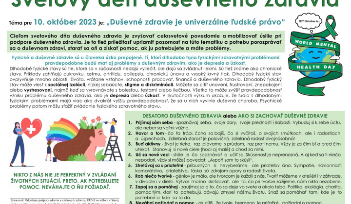 1. fotografia fotogalérie Aktuality / Svetový deň duševného zdravia - 10. 10. 2023 - foto