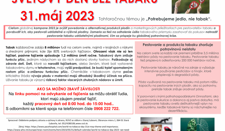 1. fotografia fotogalérie Aktuality / Svetový deň bez tabaku 31. máj 2023 - foto