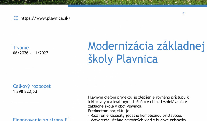 1. fotografia fotogalérie Projekty / Modernizácia základnej školy Plavnica  - foto