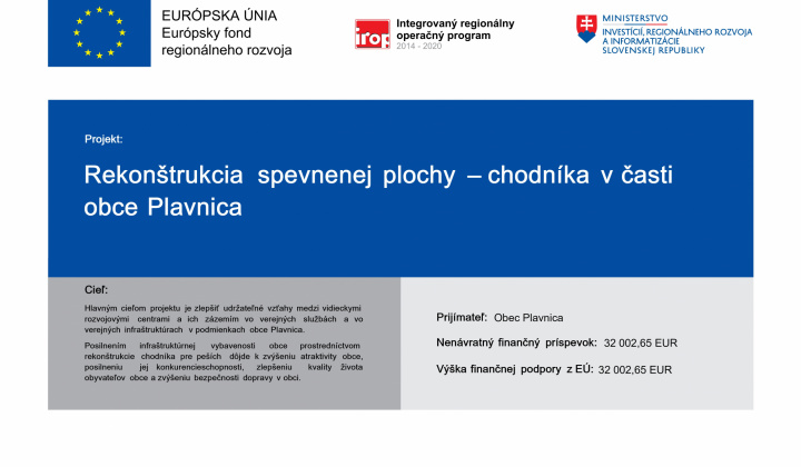 Fotka - Rekonštrukcia spevnenej plochy - chodníka v časti obce Plavnica